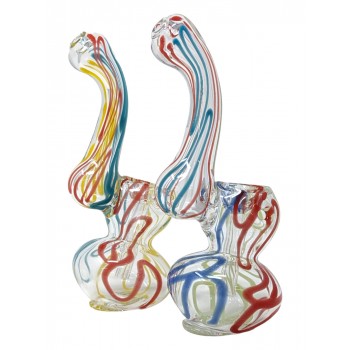 4" Assorted Mini Spiral Line Clear Body Bubbler Hand Pipe - (Pack of 2) [ZD236]